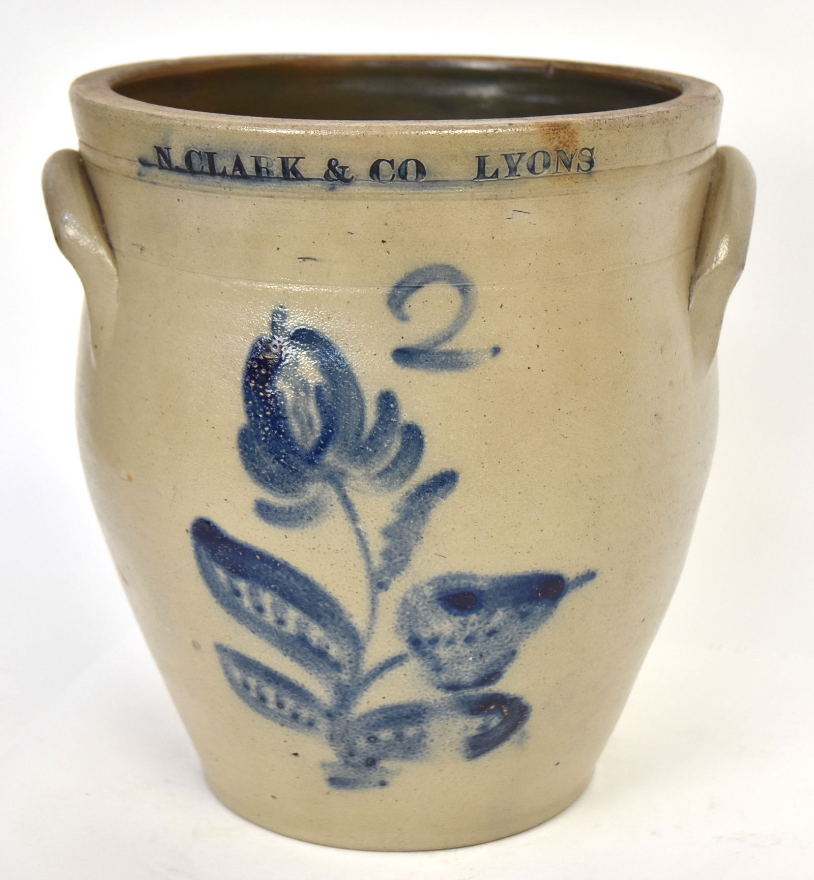 N. Clark & Co. Lyons Blue Decorated Stoneware Jar (1 of 6)