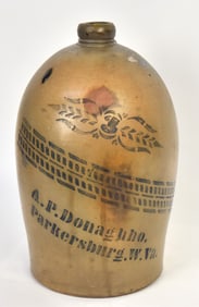 Large A.P. Donaghho Parkersburg Stoneware Jug