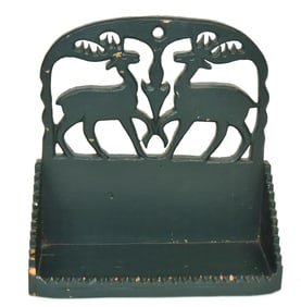 Folk Art Cut-Out Wall Shelf With Green Paint
