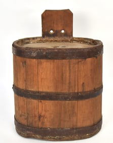 Early Wooden Wall Hanging Container