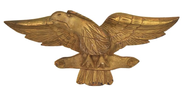 Carved Wooden Eagle With Gold Paint