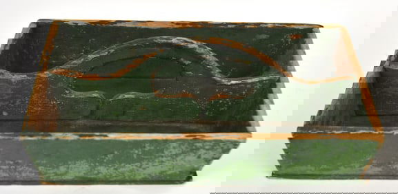 Early Wooden Cutlery Tray With Green Paint