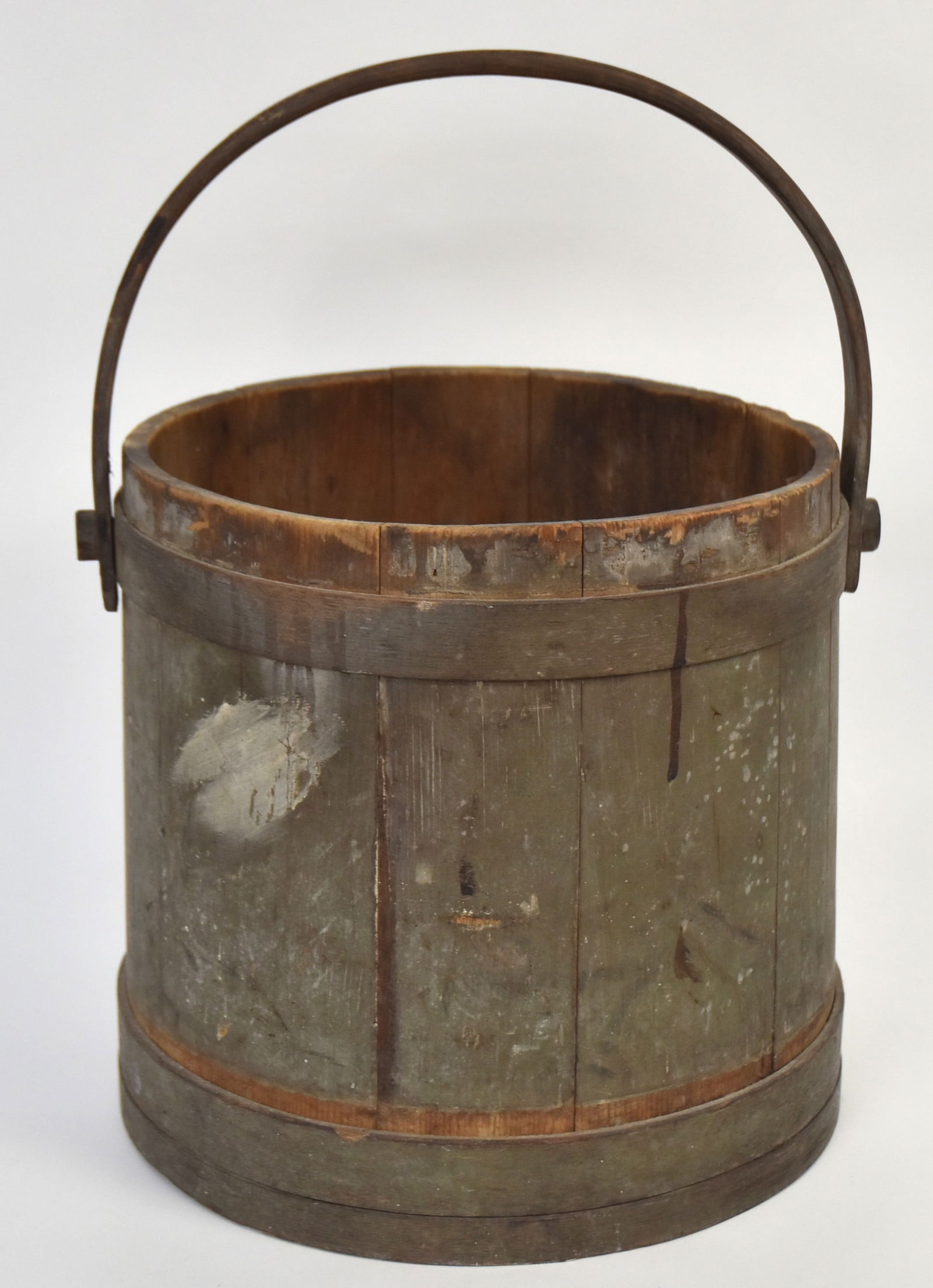 Early Wooden Firkin With Old Blue/ Grey Paint (1 of 5)