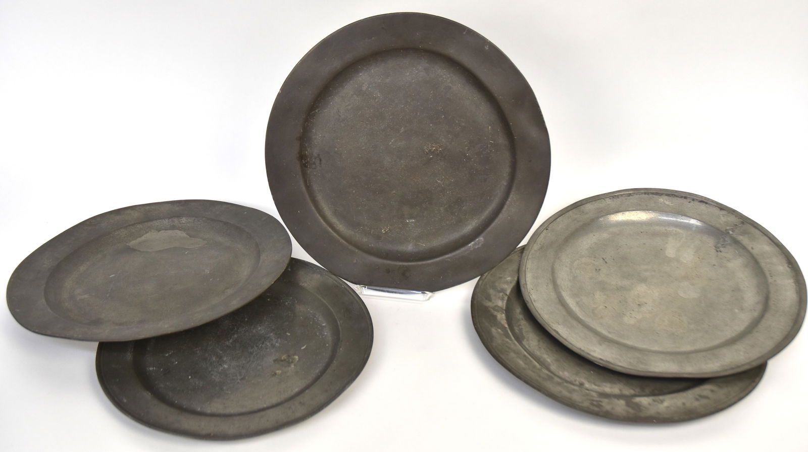 Five Large Pewter Chargers (1 of 5)