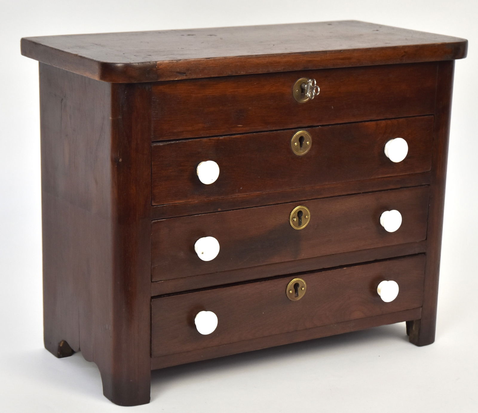 19th Century Walnut Miniature Chest (1 of 9)