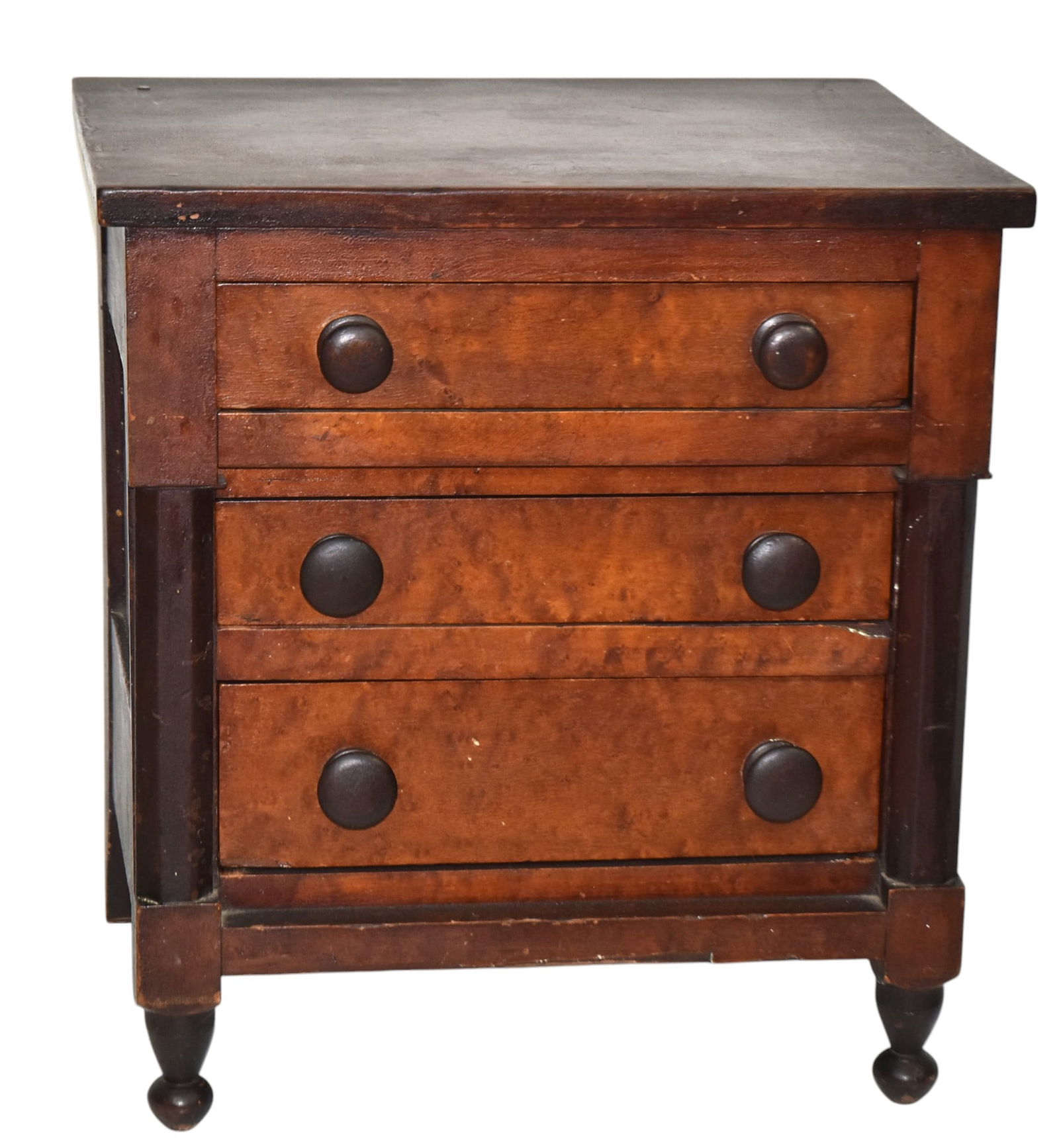 Figured Maple Three Drawer Miniature Chest (1 of 6)