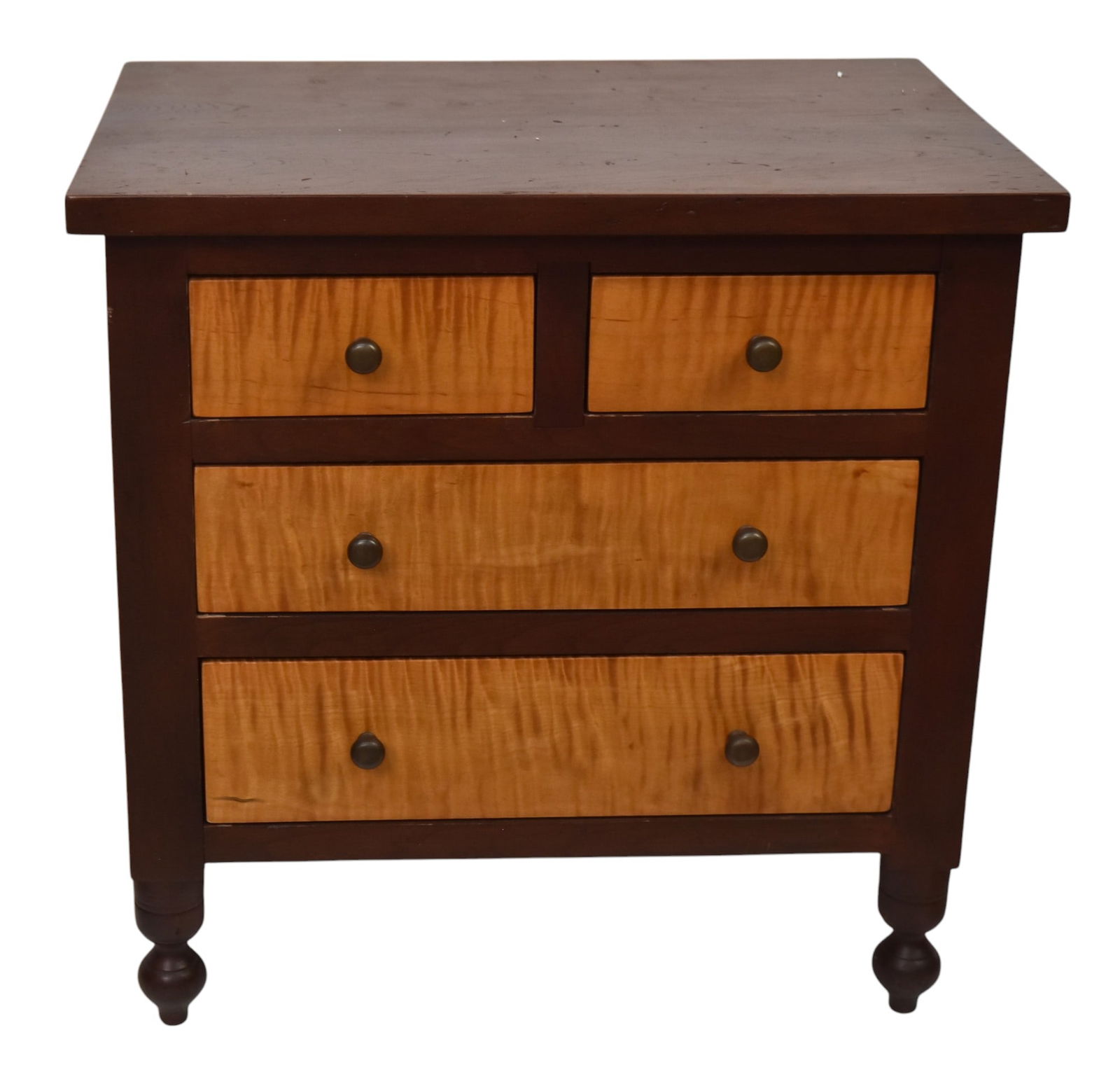 Tiger Maple and Cherry Four Drawer Miniature Chest (1 of 5)
