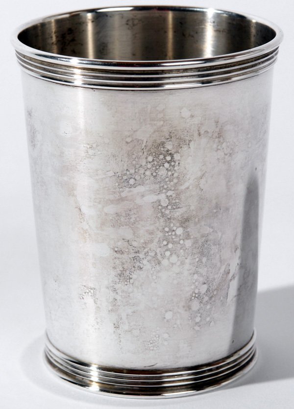 TREES, LEXINGTON, KENTUCKY SILVER JULEP CUP: Sterling silver . Stamped with "Trees" marks. Good condition. 3 3/4" h. 4.40 Troy oz.