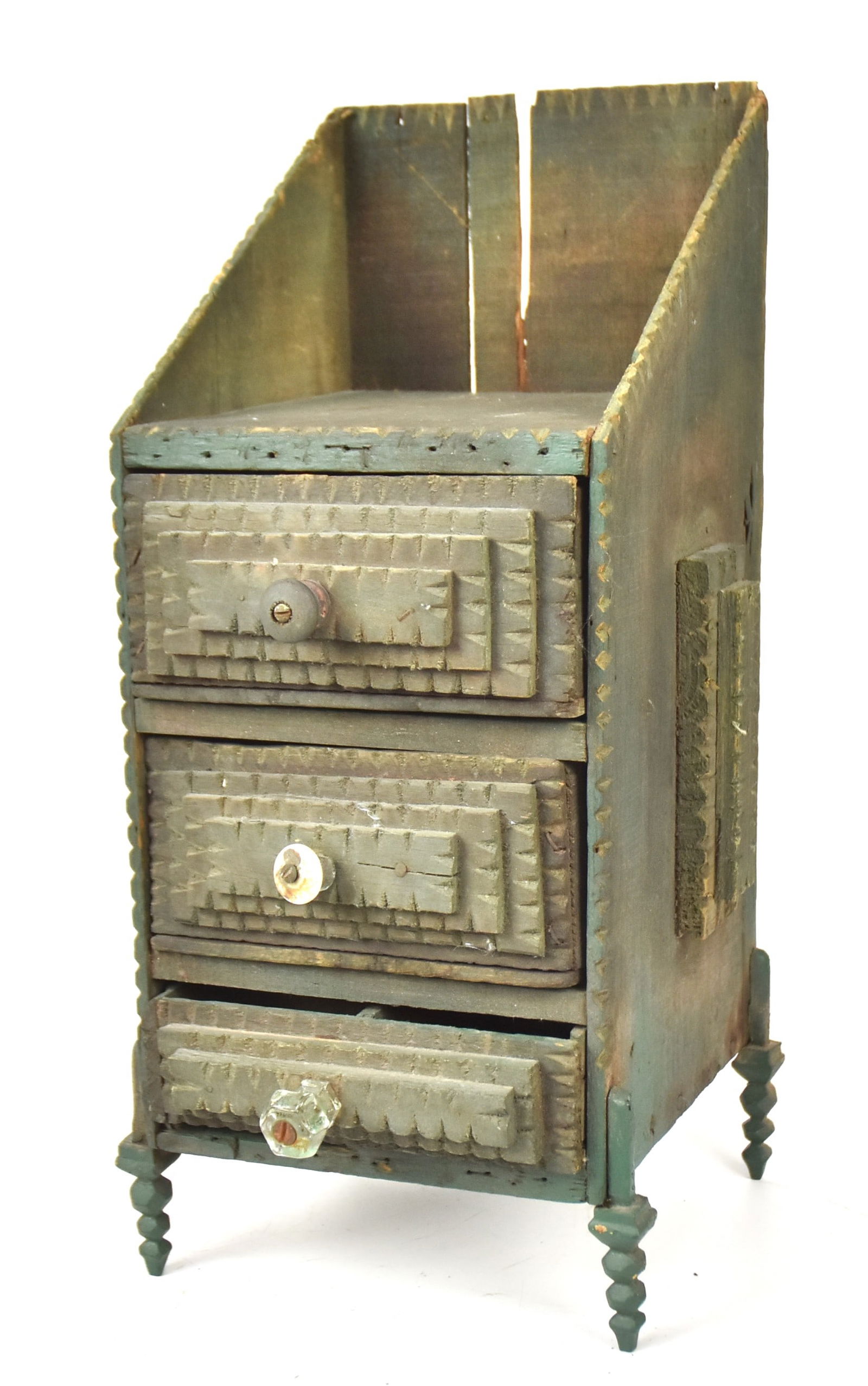 Tramp Art Cabinet in Old Green Paint (1 of 5)