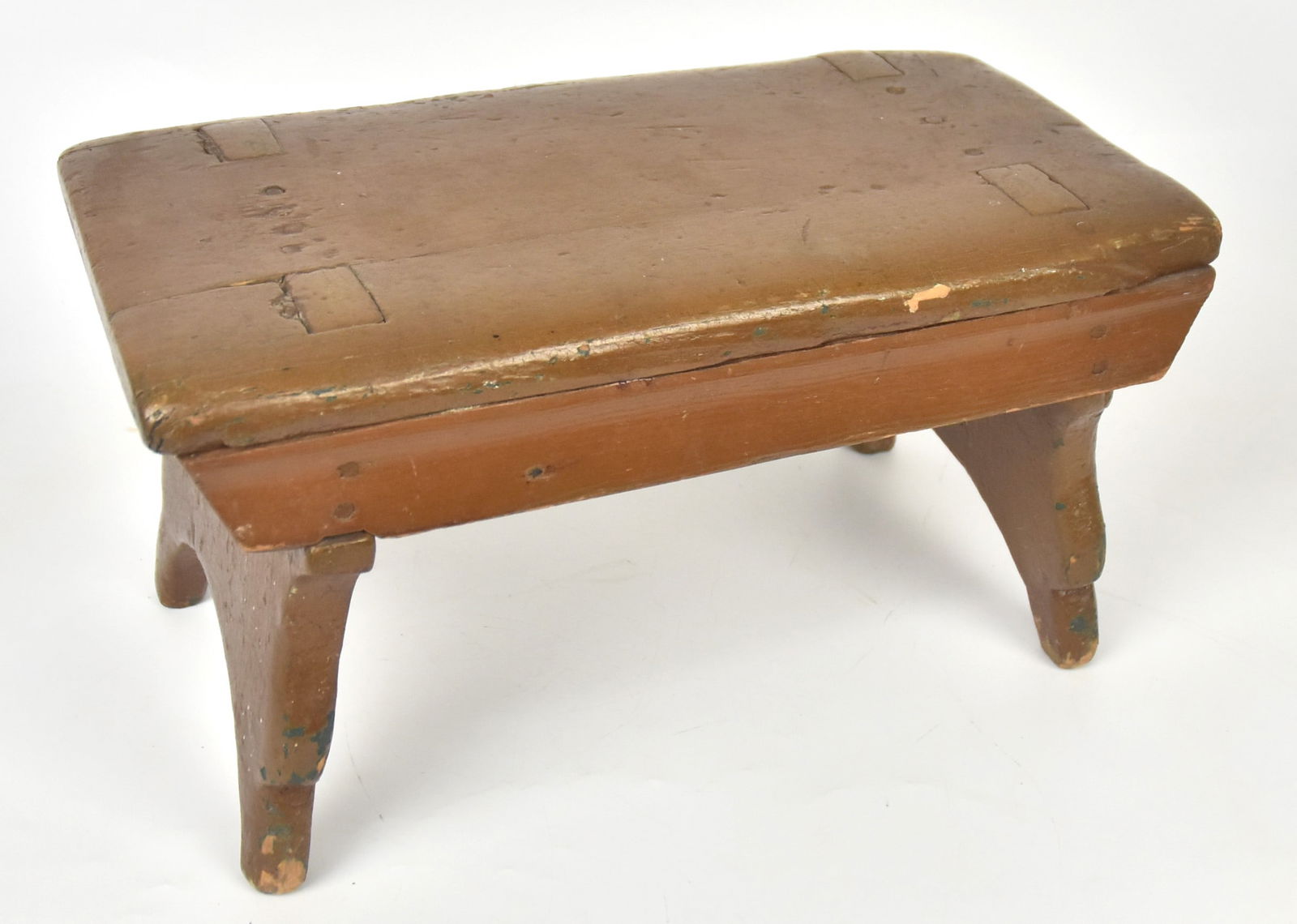 Early Wooden Stool with Old Brown Paitn (1 of 5)