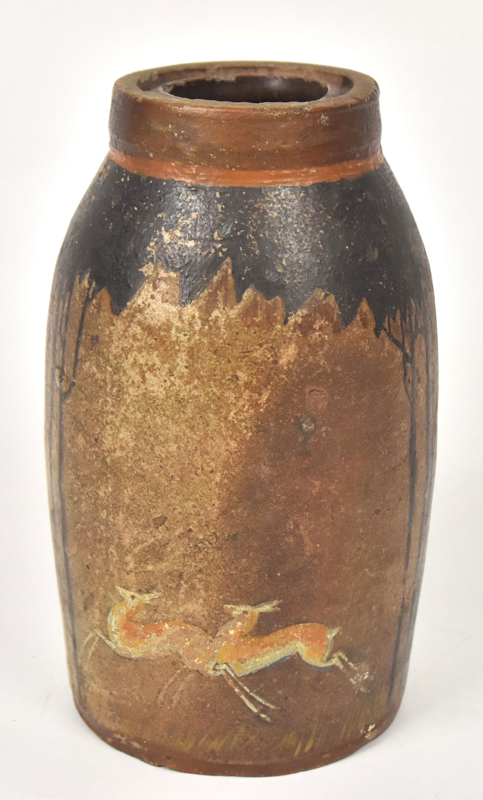 Folk Art Decorated Stoneware Jar (1 of 8)