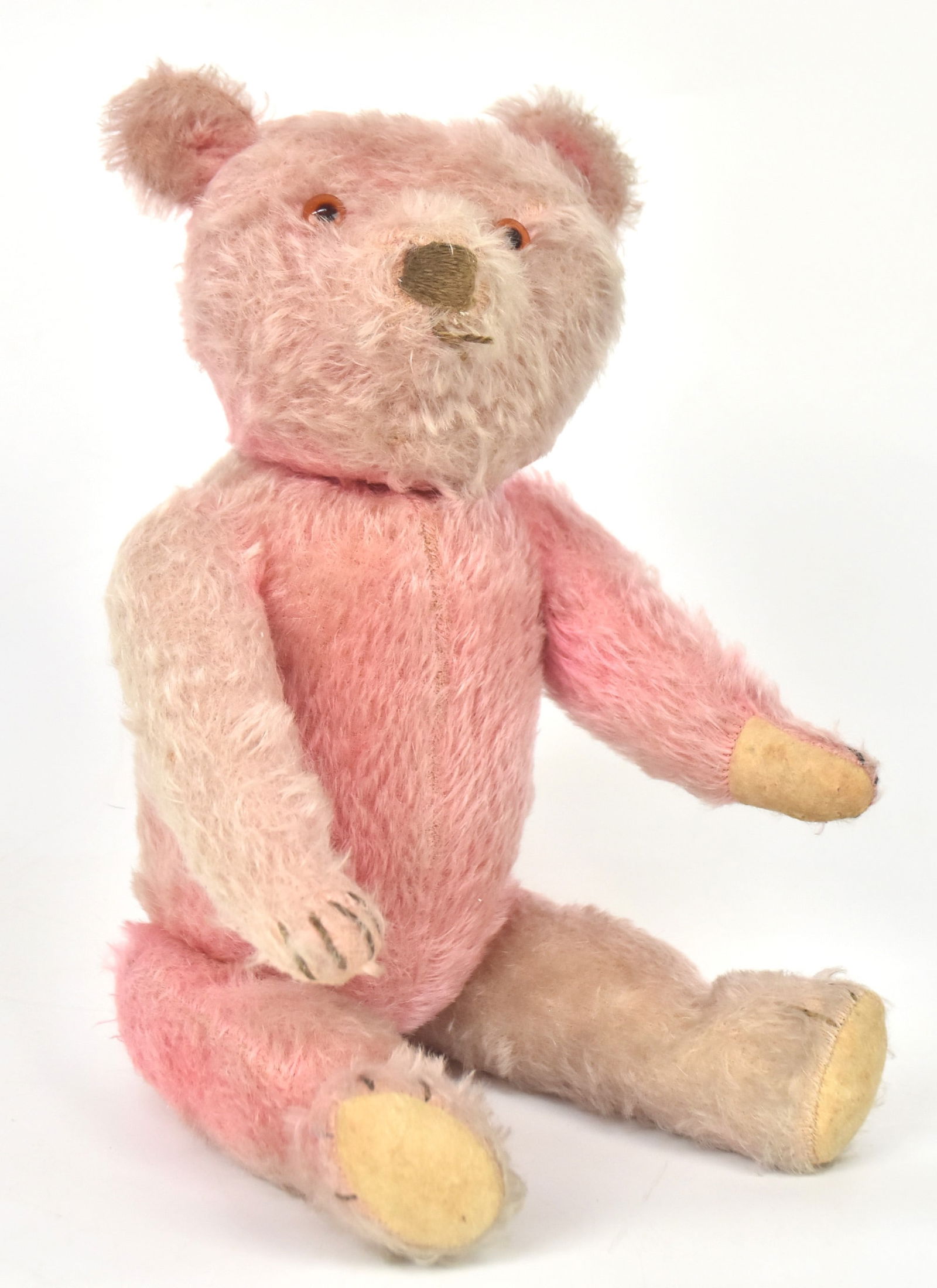 Early Straw Filled Pink Mohair Jointed Teddy Bear (1 of 5)