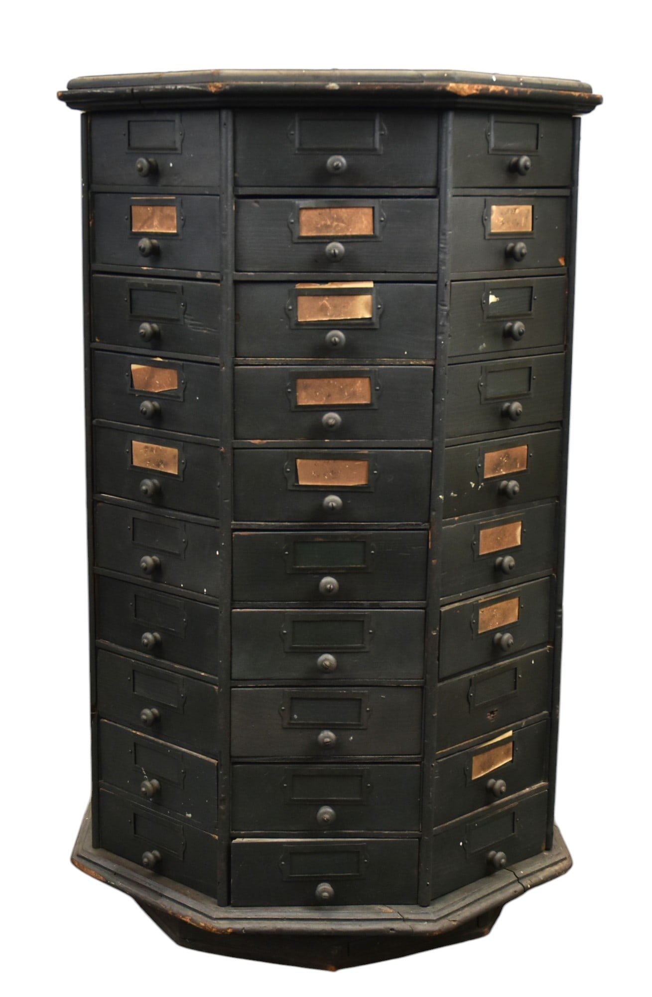 Early Hardware Store Wooden Revolving Bolt Cabinet (1 of 7)