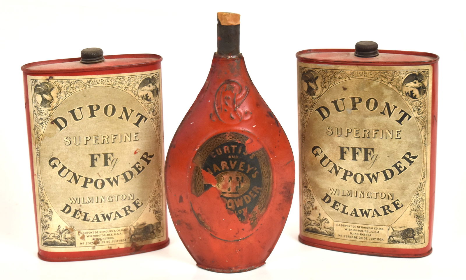 Lot of Three Metal Gunpowder Tins (1 of 6)