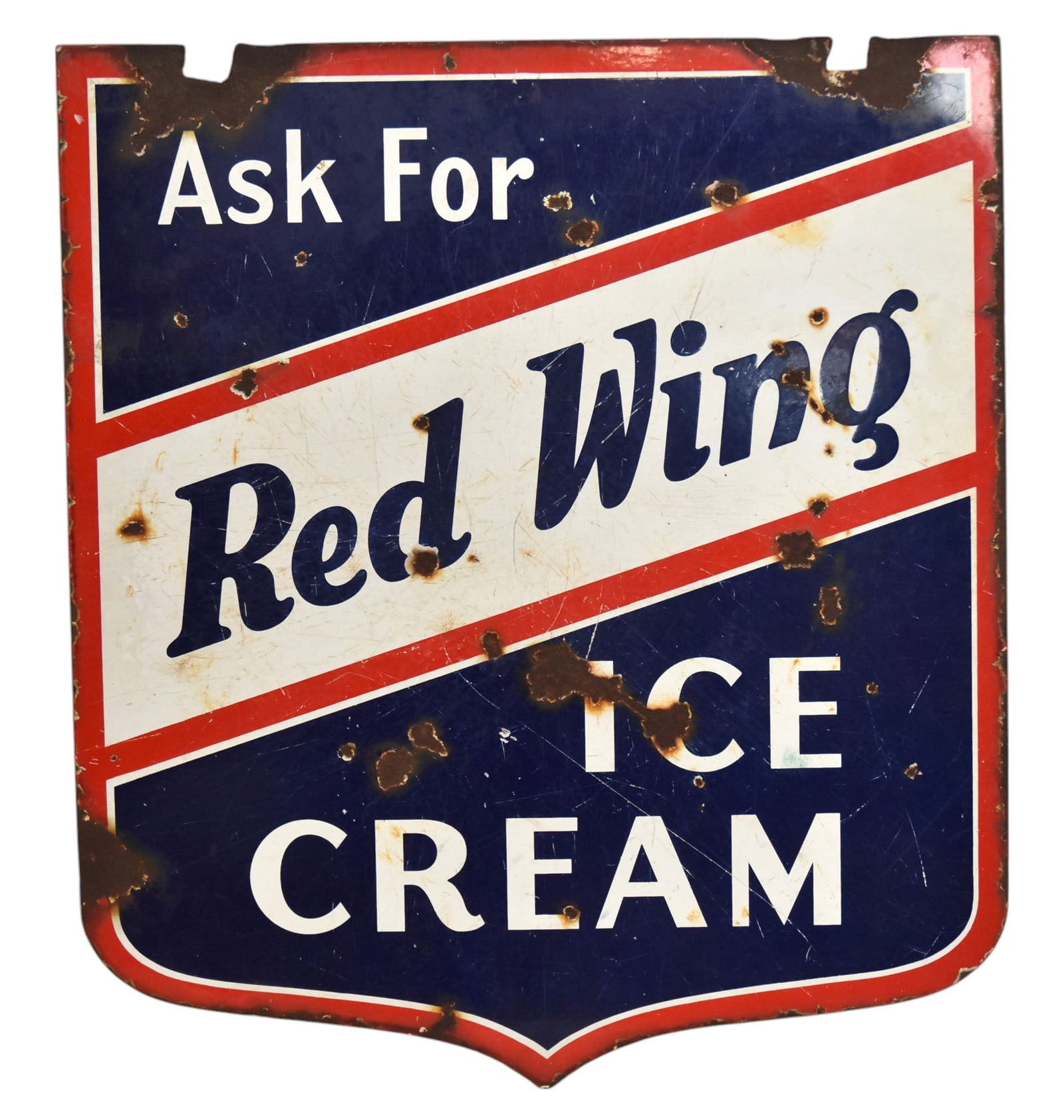 1930's Red Wing Ice Cream Porcelain Sign (1 of 9)