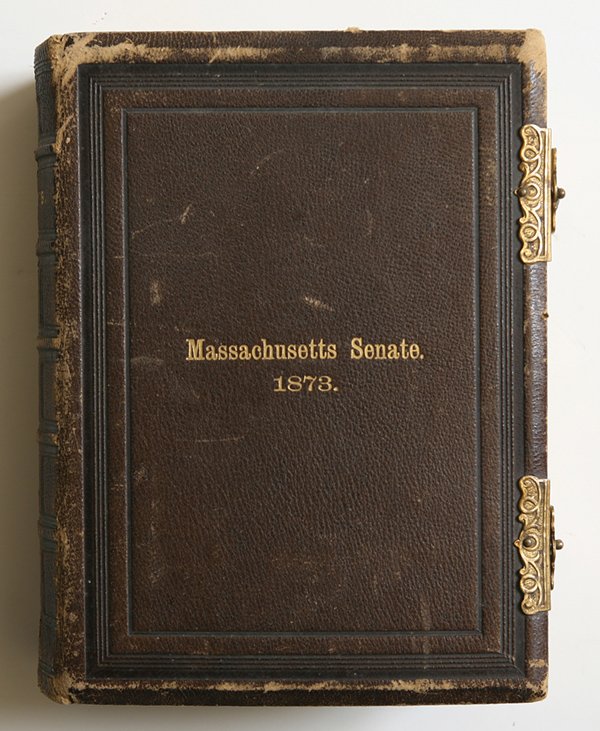 CDV ALBUM OF MASS. SENATE, 1873, W/CIVIL WAR VETS : With 51 albumen cdv portraits of Senators and officers of the Senate, with index. Including at least eight of which were civil war veterans, including Rev. Isaac H. Coe, Chaplin 4th Mass. Infantry; Ru