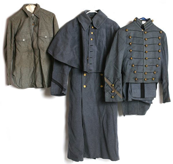 CECIL HIMES BATAVIA OH. WEST POINT ARCHIVE W/ UNIFORM: Lot of 5, including a fine U.S.M.A. winter Great Coat in gray wool, winter frock coat and pants, shirt, and a framed 7” x 9.5” photograph of Cadet Cecil Himes of Batavia, Ohio.