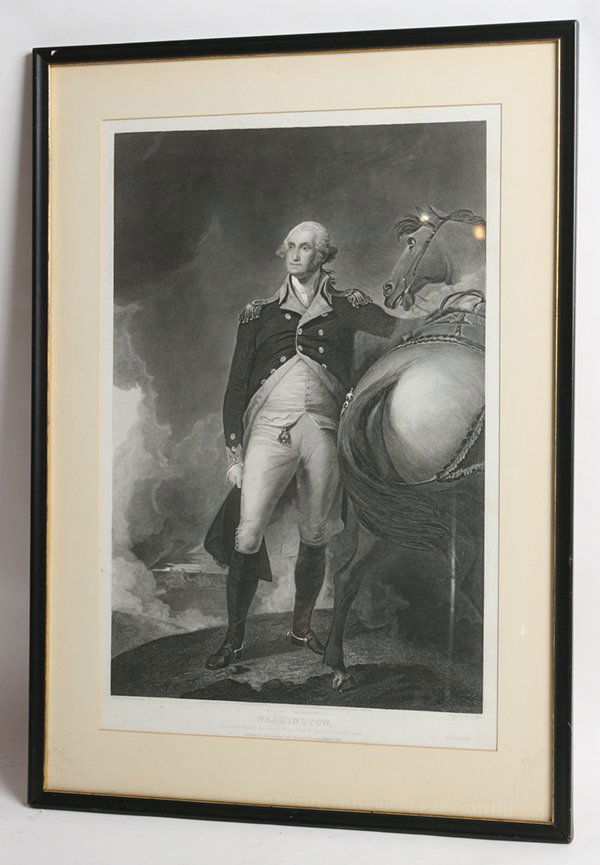 T. KELLY ENGRAVING OF WASHINGTON: Entitled “Washington” after a painting by Gilbert Stuart, published by Franklin Print Co. D.H. Craig Agent, Boston, matted and framed, 17” x 25.5” sight, frame 23” x 32”.