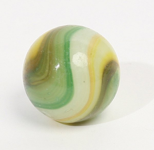 HYBRID POPEYE MARBLE: 3/4" yellow, green, white and brown.