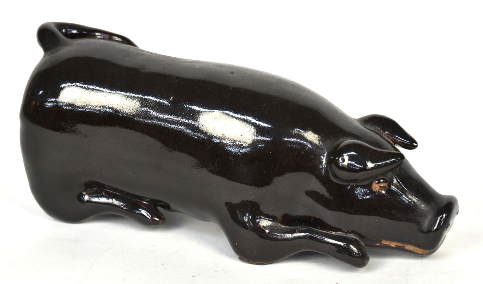 1885 Stoneware Figural Pig Whiskey Flask (1 of 4)