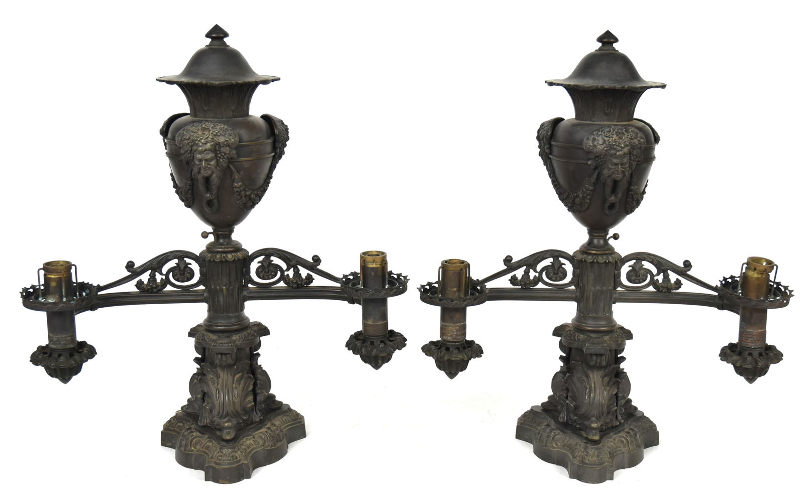 Pair of Bronze Double Argand Lamps (1 of 10)