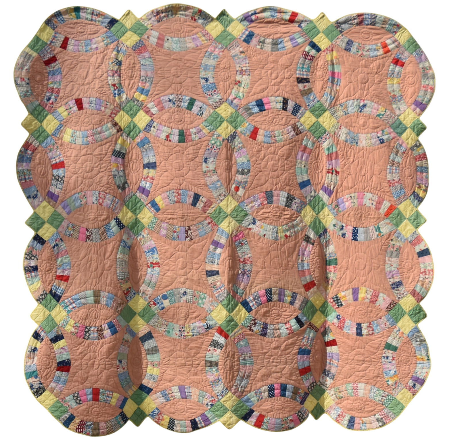 Double Wedding Ring Pieced Quilt (1 of 11)