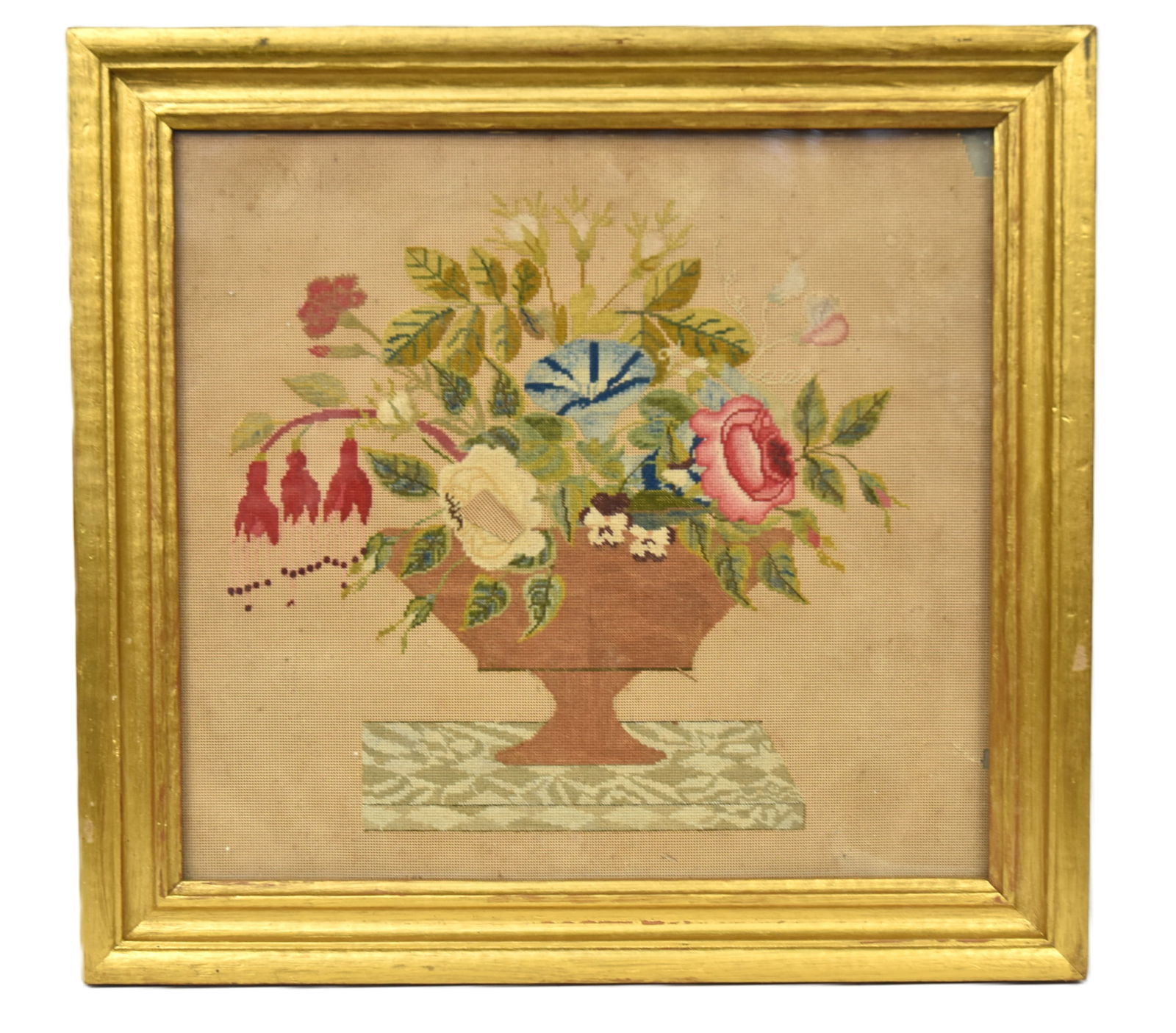 Early Silk Embroidered Basket of Fruit (1 of 5)