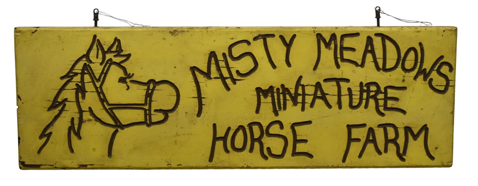 Circa 1950's Misty Meadows Miniature Horses Farm Wooden Sign (1 of 6)