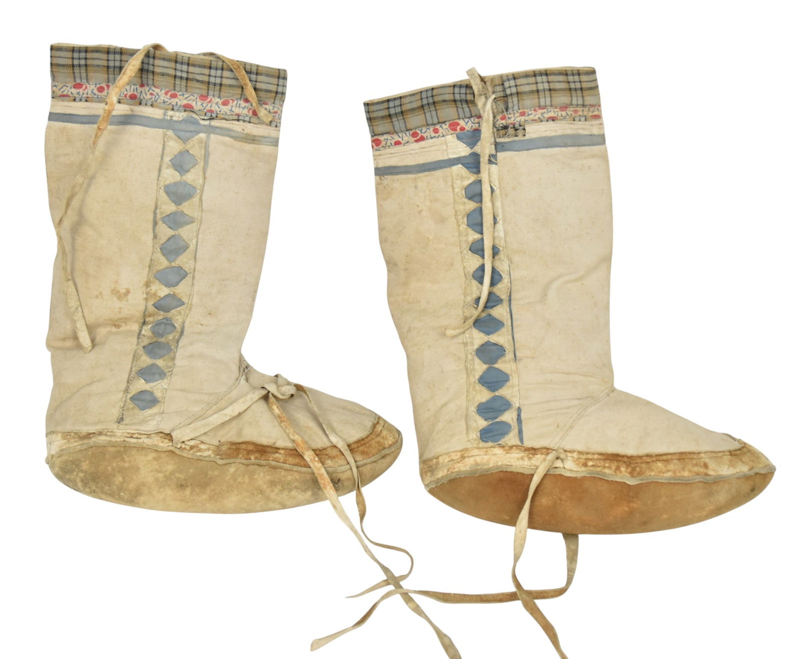 Native American Boots: Circa 1900. Some wear. 14 x 10".