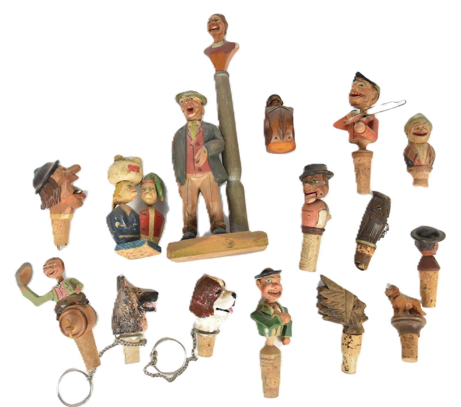 Italian Carved & Painted Wood Figura Stoppers Plus (1 of 2)
