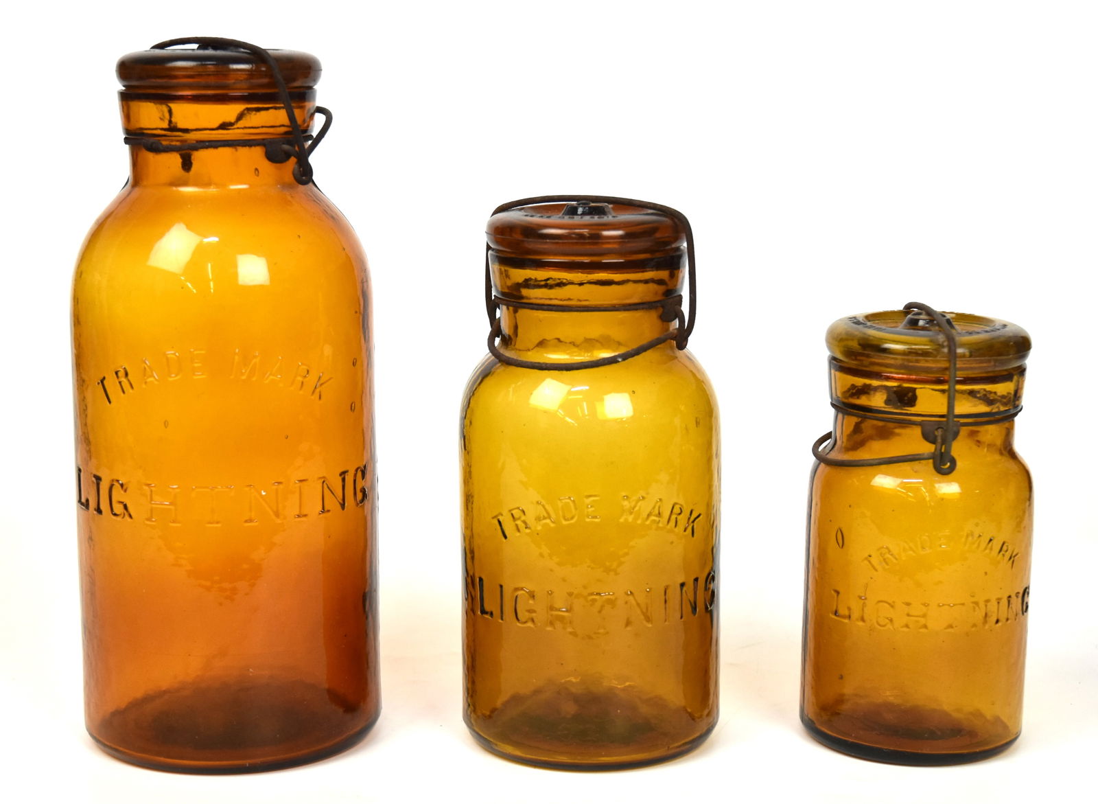 Set of Three Amber Lightning Jars (1 of 5)