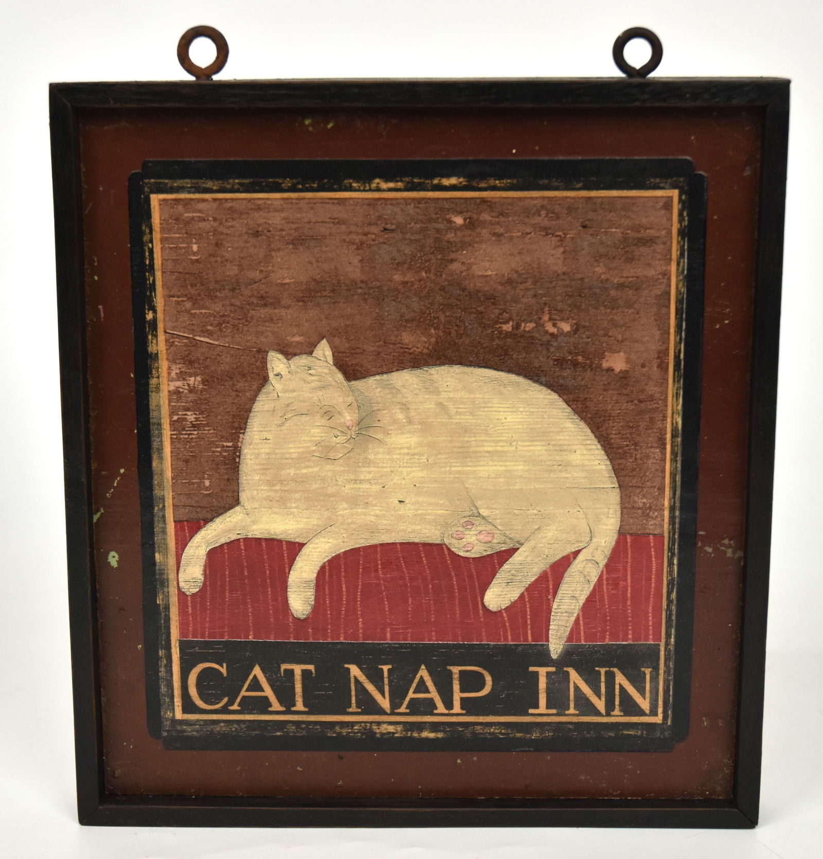 Early Wooden Painted Cat Nap Inn Sign (1 of 3)