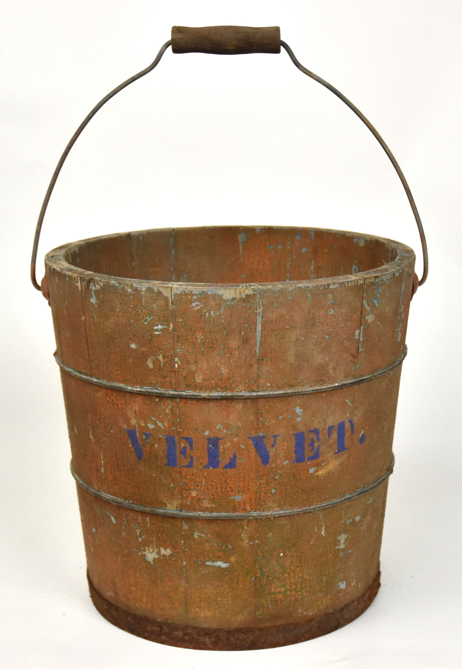 Early Wooden Bucket with Old Paint (1 of 6)