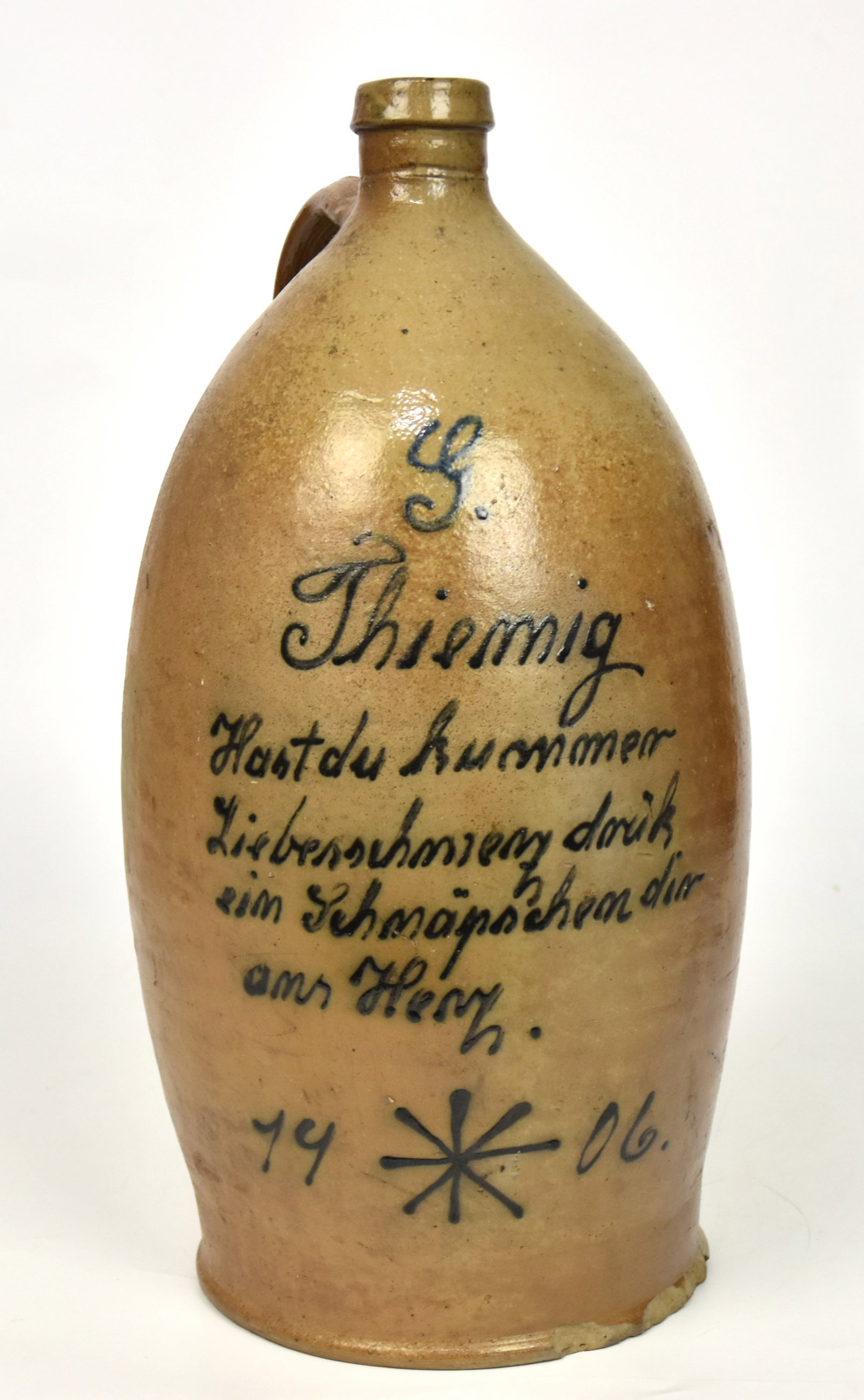 Large Blue Decorated Stoneware Jug (1 of 6)