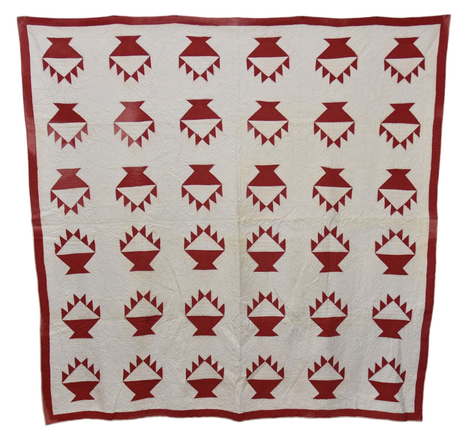 Old Handmade Red & White Quilt (1 of 7)