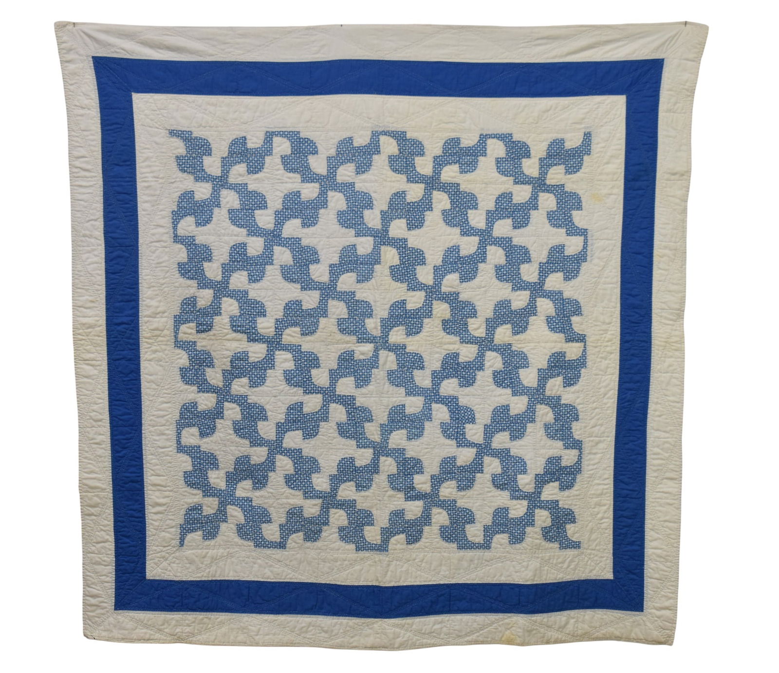 Old handmade Blue & White Drunkard Path Quilt (1 of 8)