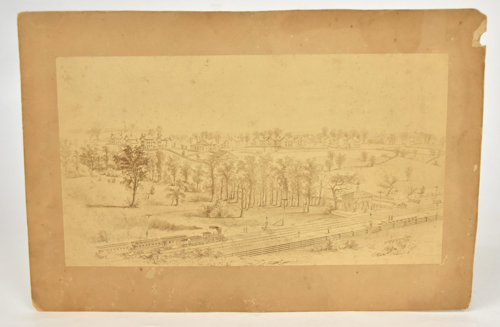 Albumen Photo of 1874 Drawing of Bond Hill, Cincinnati (1 of 7)