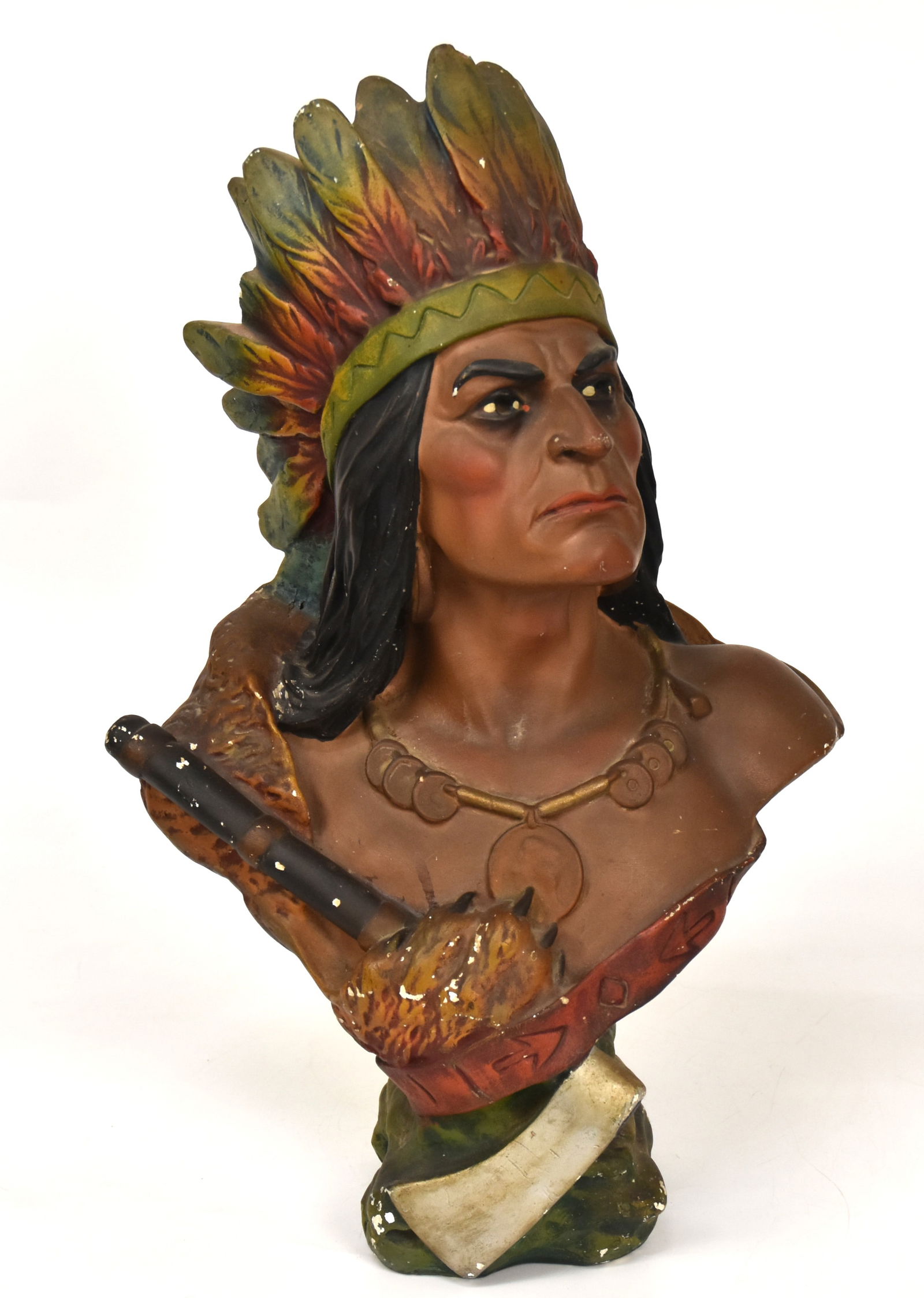 Chalk Cigar Store Indian Counter Top Bust (1 of 6)