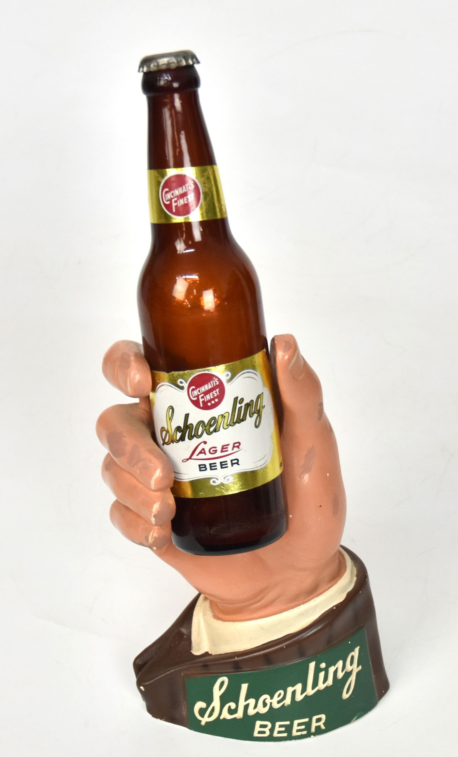 Schoenling Beer Chalkware Hand With Bottle (1 of 5)