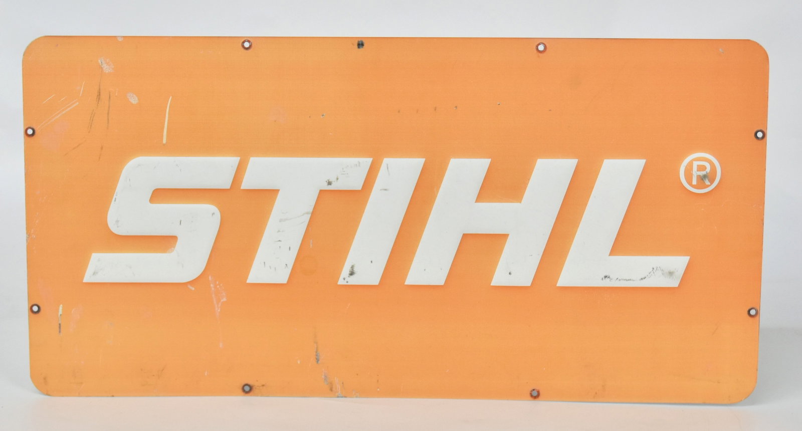 Stihl Sign: Alumnium sign. 14" x 28". Good condition