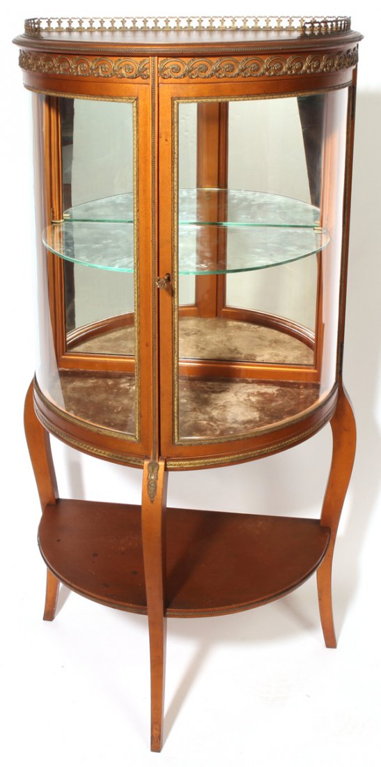 FRENCH STYLE CURVED GLASS CURIO