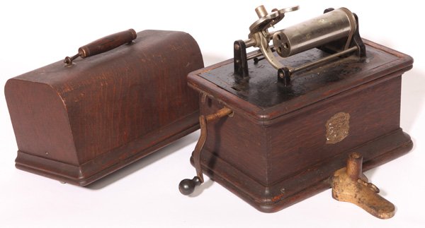 COLUMBIA GRAPHOPHONE CYLINDER PHONOGRAPH: Still retains the original decals. 14" high x 12" wide x 8" deep.