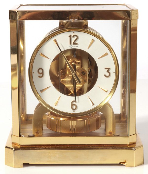 LECOULTRE ATMOS CLOCK: 15-jewels in a gilt brass and glass case. Model 528-8, Serial Number 344860.