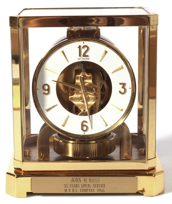 LECOULTRE ATMOS CLOCK: 15-jewels in a gilt brass and glass case. Model 528-6, Serial Number 208544.