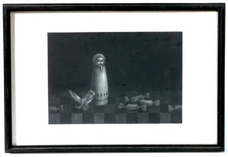 NOBUO SATOH (JAPANESE) ETCHING: Nobuo Satoh (Japanese, 1926--) sight 9 3/4" x 14 1/4" artist proof etching. Titled "Toys". Signed in pencil lower right "Nobuo Satoh", lower left "Artist Proof", with Japanese characters in pencil cen