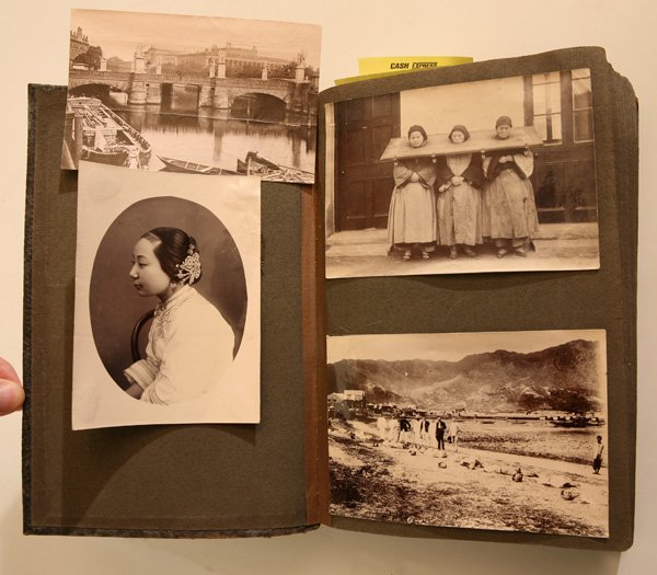 FINE EDWARDIAN TRAVEL PHOTO ALBUM: This unusual circa 1910 travel album is different from the norm in many ways. First of the over 200 early silver gelatin photographs, all but approx. 10 were taken by the unknown male of the traveling