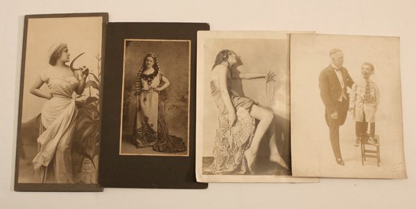 LOT OF ACTRESS & SHOWBIZ PHOTOS: Lot of 4 including an image entitled “Autumn” by Fritz Wm. Guerin, St. Louis, 5 x 11” on larger card stock with copyright of 1910. Guerin probably had the largest and most technically advanced p