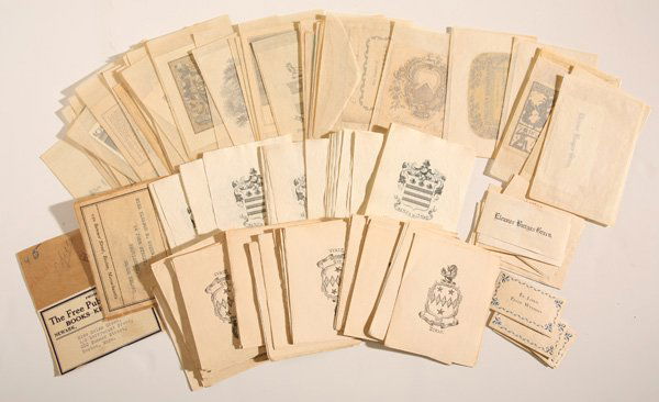 COLLECTION OF ARMORIAL & OTHER BOOKPLATES: Lot of circa 200, including printed examples from the following libraries; Thomas E. Steere; Henry D. Gilpin, Noel Freeborn; Cyrus Perrin Brown; Henry Alden Howland; Fanny Purdy Palmer; Miriam Metcalf