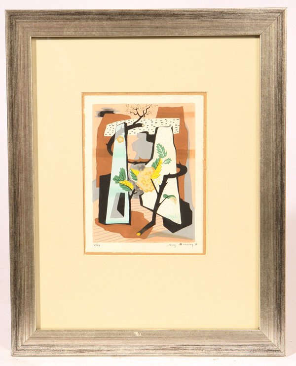 GUY C. MACCOY (KS/CA) SERIGRAPH: Guy C. Maccoy (Kansas/California, 1904-1981) 7 1/4" x 5 1/2" sight serigraph numbered 21/62 lower left. Signed and dated "38" lower right. Born in Kansas, Maccoy studied at the Kansas City Art Institu