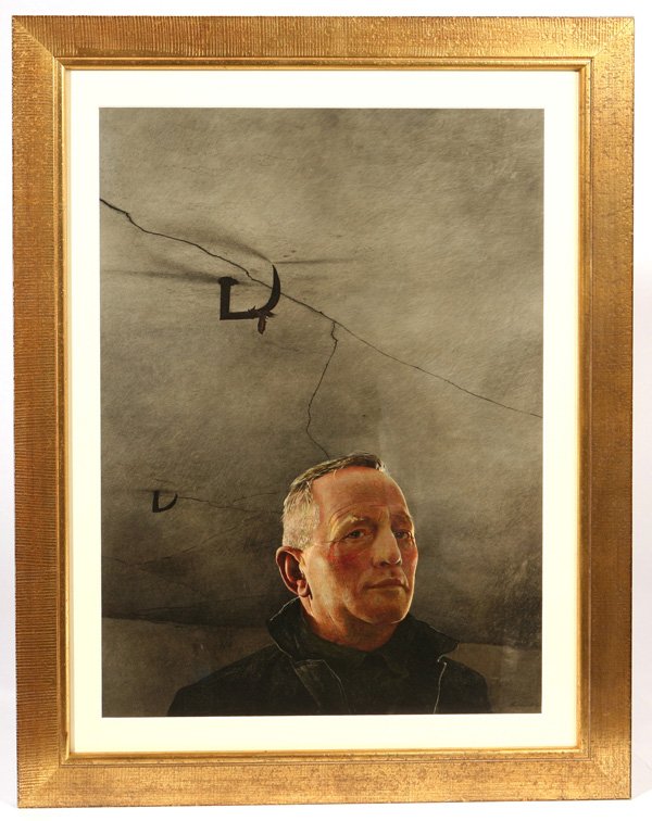 ANDREW WYETH (PA/ME) COLOR COLLOTYPE: Andrew Wyeth (Pennsylvania/Maine, 1917-2009) 24" x 17" color collotype titled "Karl", from the Limited Edition (No. 156 or 250) Portfolio printed in 1945 by the Triton Press for Phillip Hofer. Each pr